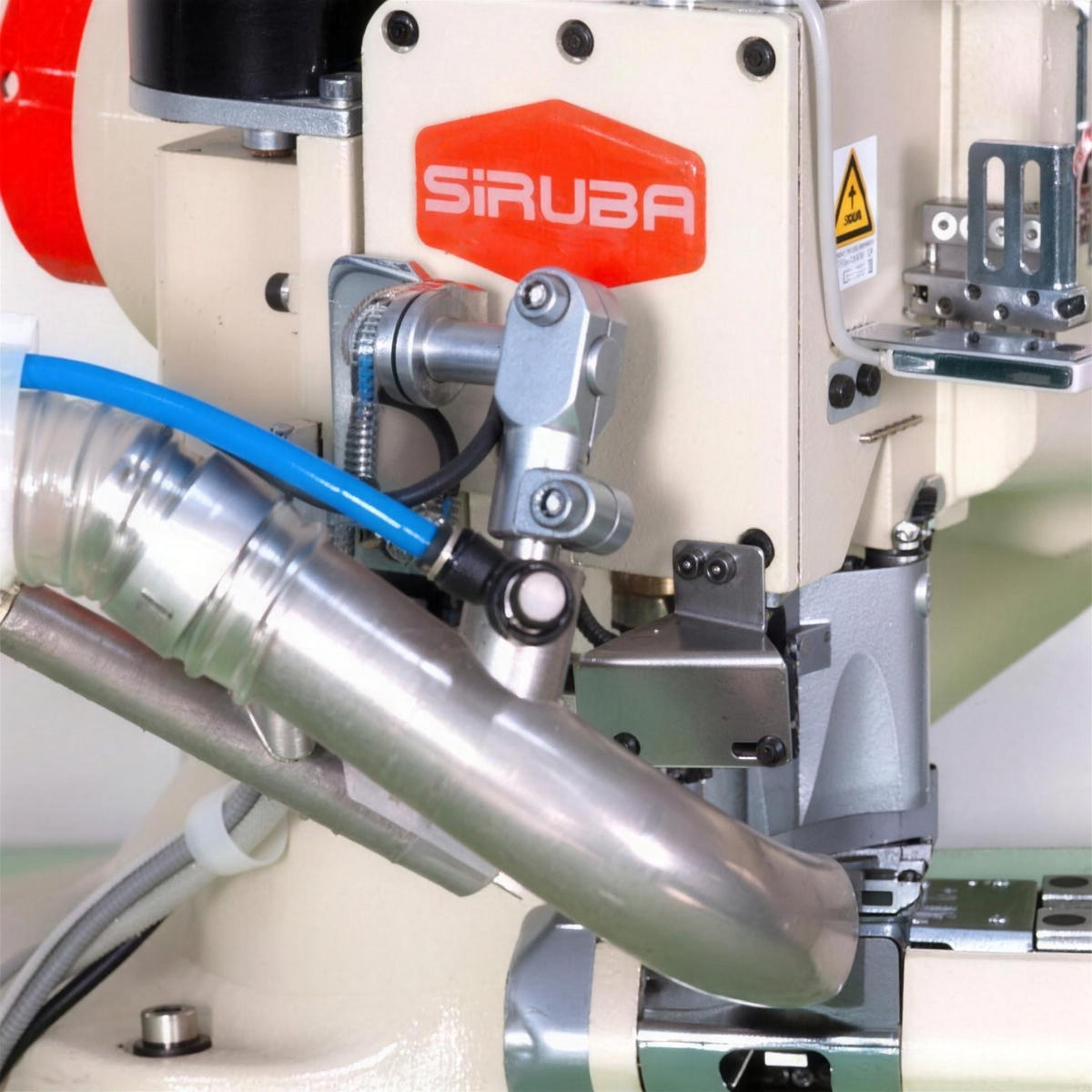SIRUBA D007RB-460-02/AK9 4-Needle 6-Thread Feed-off-the-Arm Flatseamer Industrial Sewing Machine – Complete Setup, Table & Stand Included