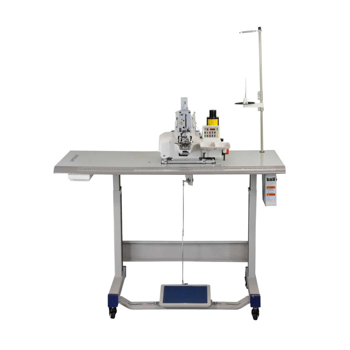 SPEEDWAY SW 1377 D Chainstitch Buttonsew Machine With Integrated Motor Assembled with Table and Stand Included With Wheels