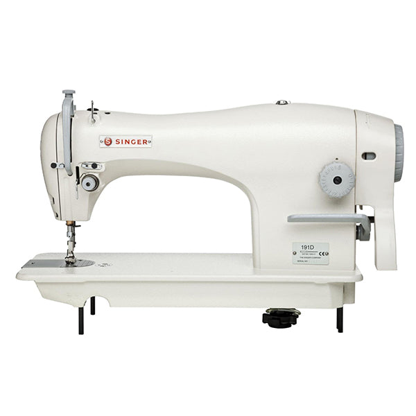 SINGER 191D-30 Single Needle Lockstitch Industrial Sewing Machine Assembled with Servo Motor, Table and Stand Included
