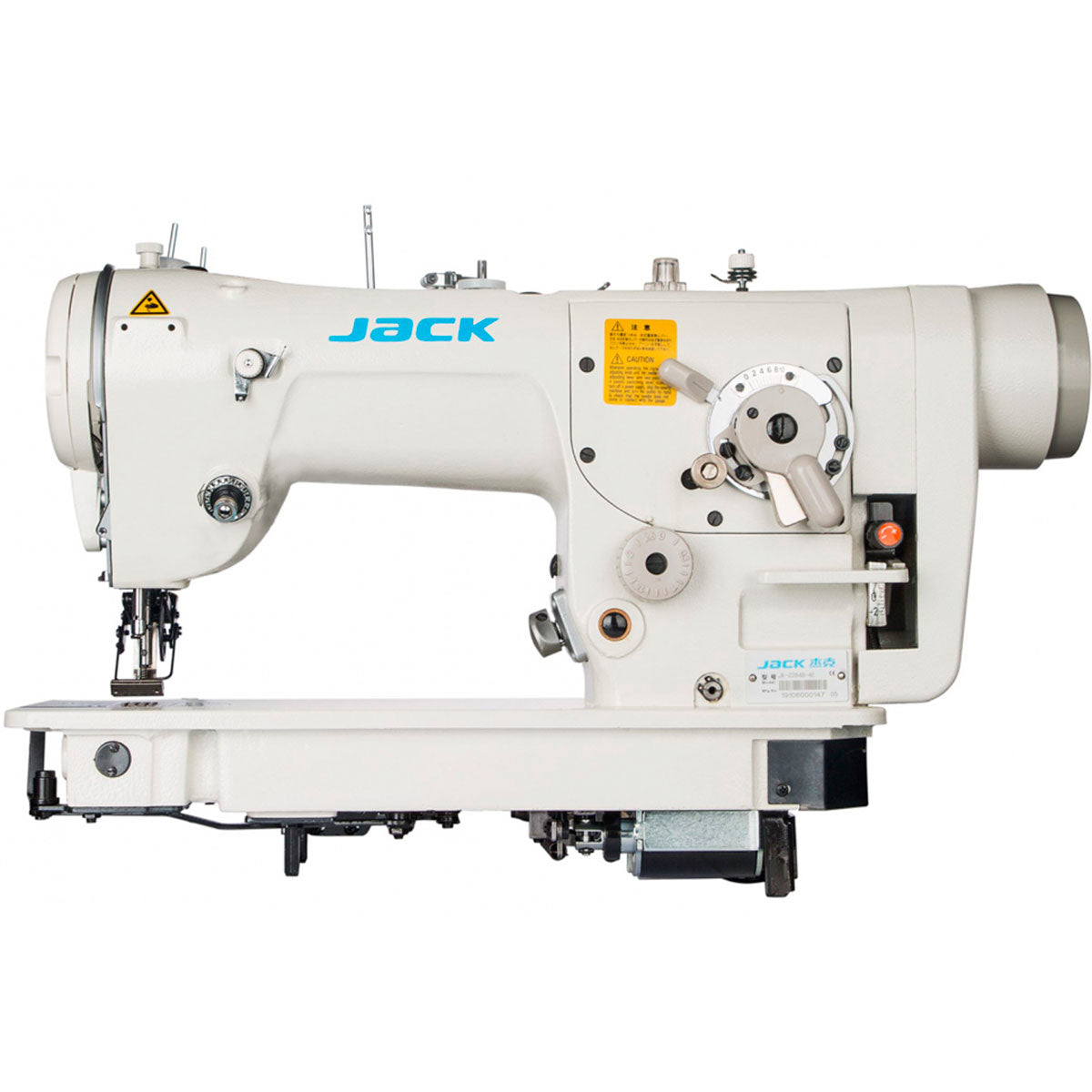 JACK JK-2284B-4E Single Needle Drop Feed 1 and 3 Step Zig-Zag Automatic Sewing Machine Assembled with Table and Stand Included