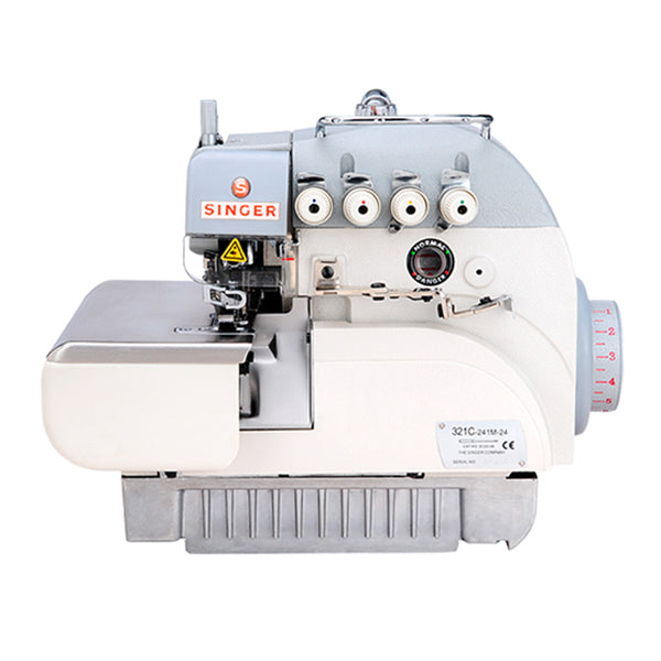 SINGER 321C-241M-25 4 Thread Overlock Industrial Sewing Machine Assembled with Servo Motor, Fully Submerged Table Setup Included