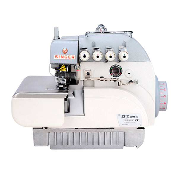 SINGER 321C-251M-35 5 Thread Overlock Industrial Sewing Machine Assembled with Servo Motor, Fully Submerged Table Setup Included