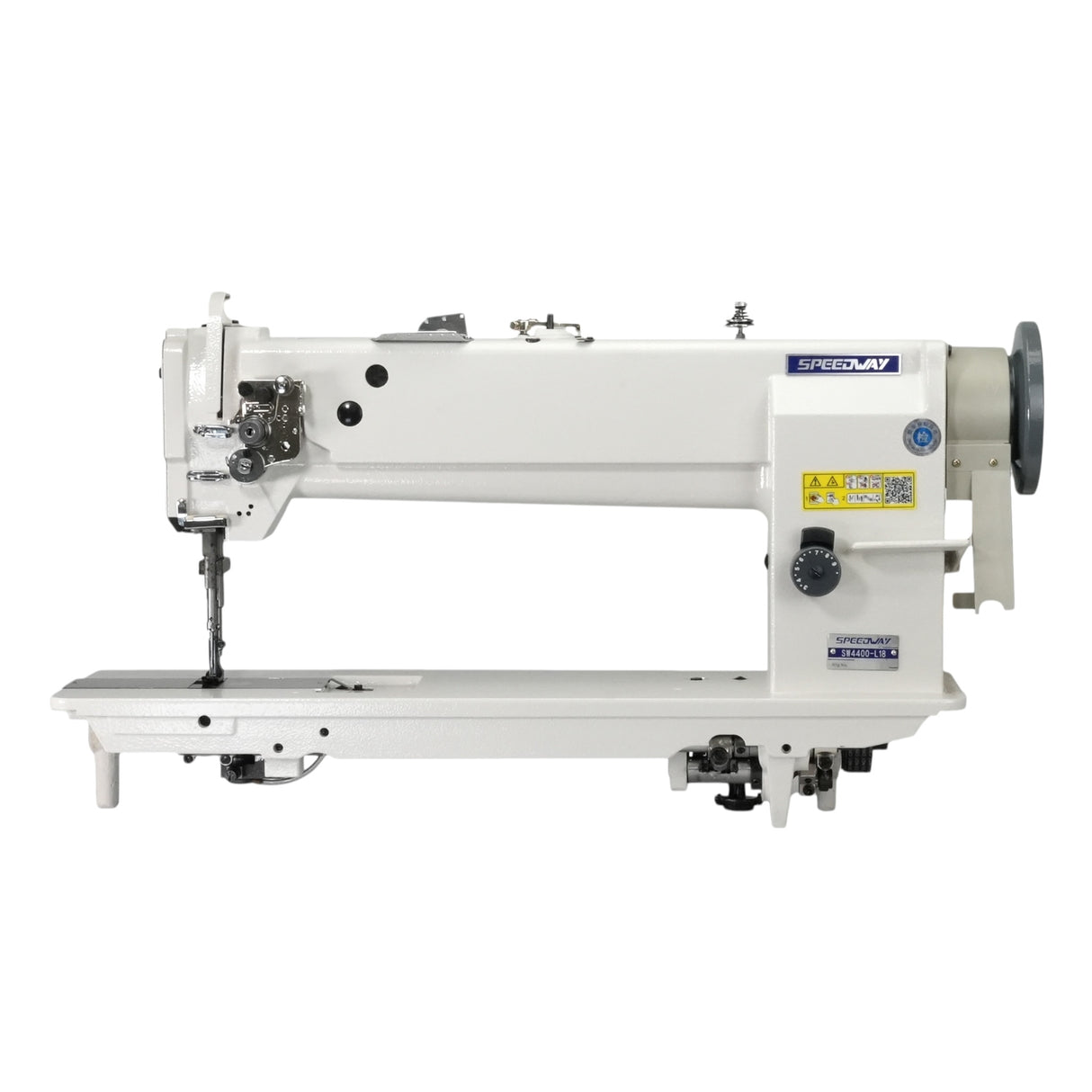 Máquina de coser SPEEDWAY SW-4400-L18 de brazo largo de una sola aguja, resistente, con avance unísono, ensamblada con servomotor, mesa y soporte
