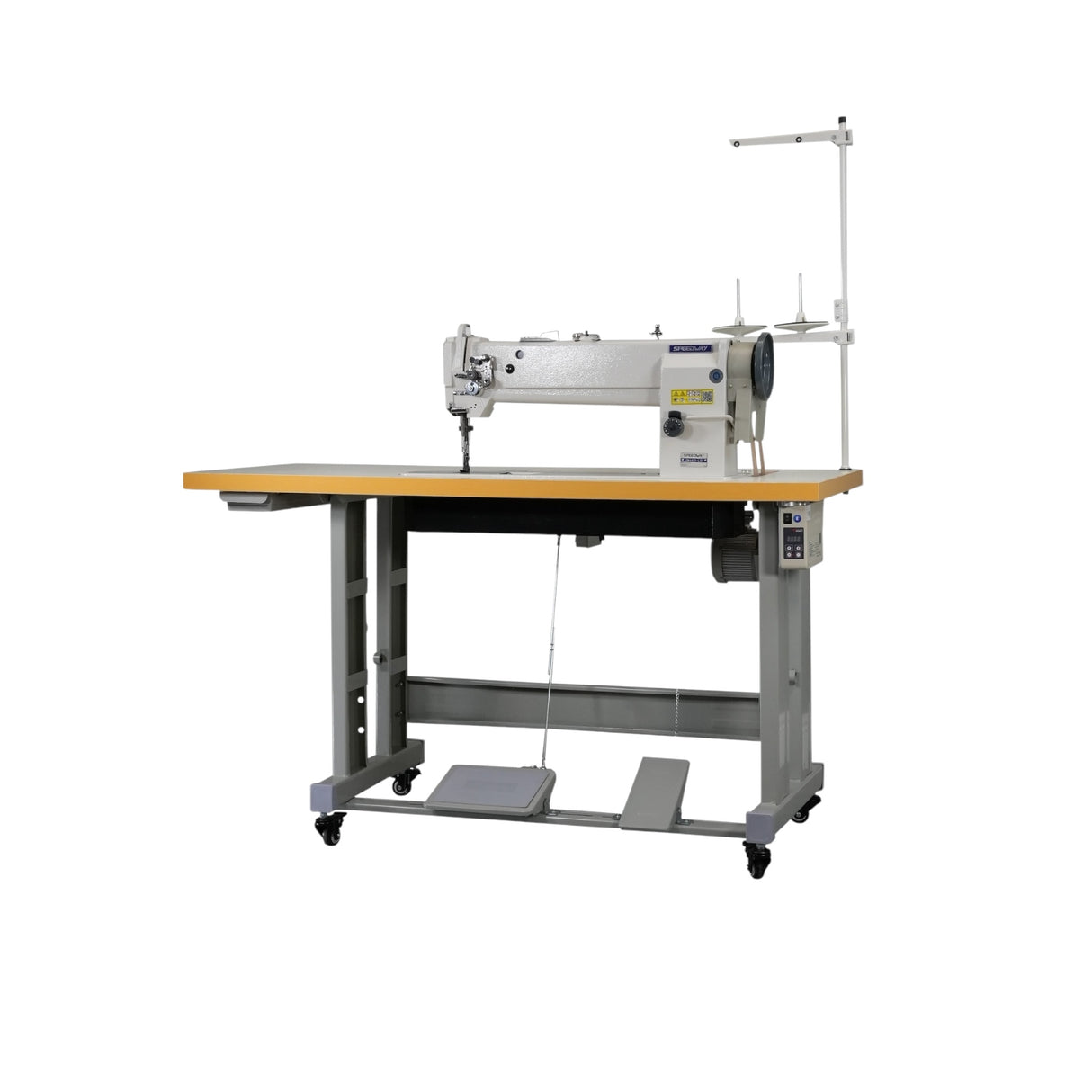Máquina de coser SPEEDWAY SW-4400-L18 de brazo largo de una sola aguja, resistente, con avance unísono, ensamblada con servomotor, mesa y soporte