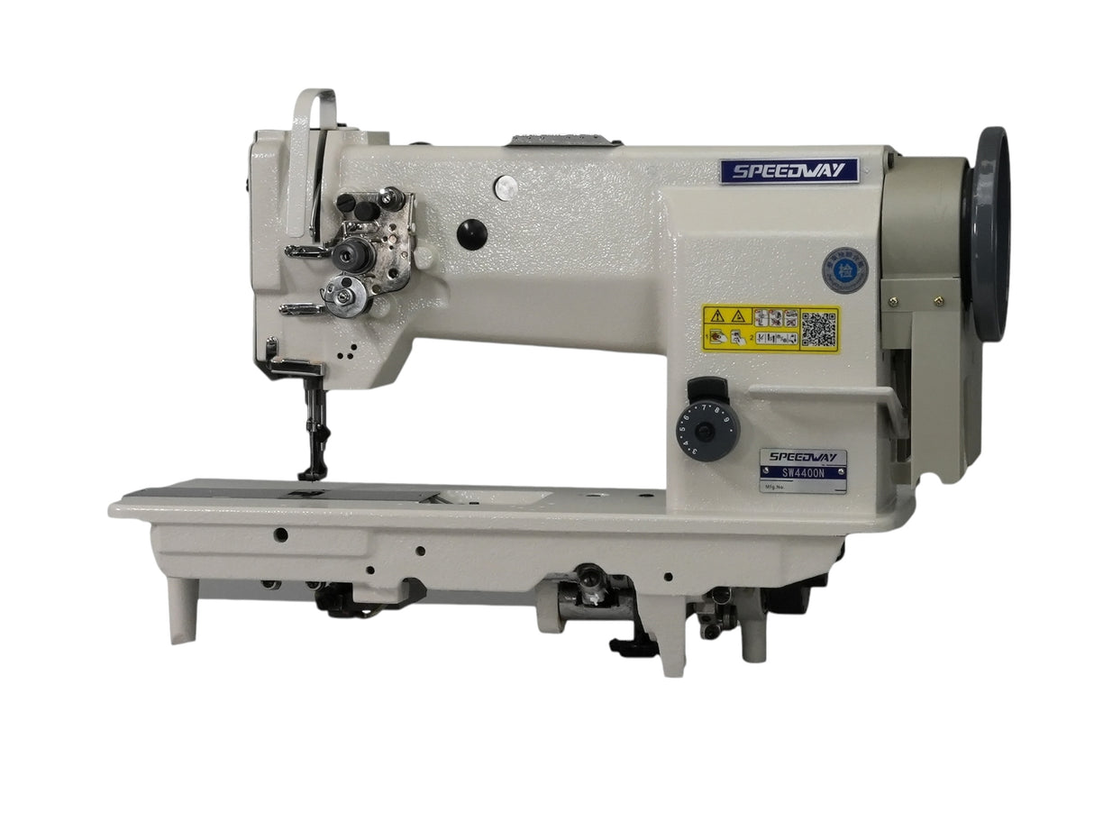 SPEEDWAY SW-4400N Máquina de coser con pie para caminar, alimentación al unísono, resistente, de una sola aguja, ensamblada con servomotor, mesa y soporte incluidos