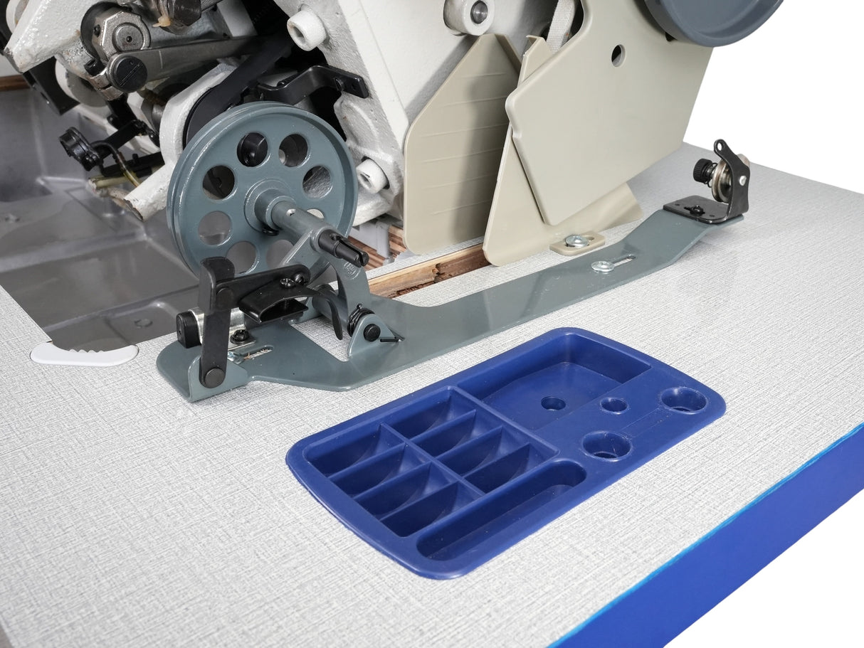 SPEEDWAY SW-4400N Máquina de coser con pie para caminar, alimentación al unísono, resistente, de una sola aguja, ensamblada con servomotor, mesa y soporte incluidos