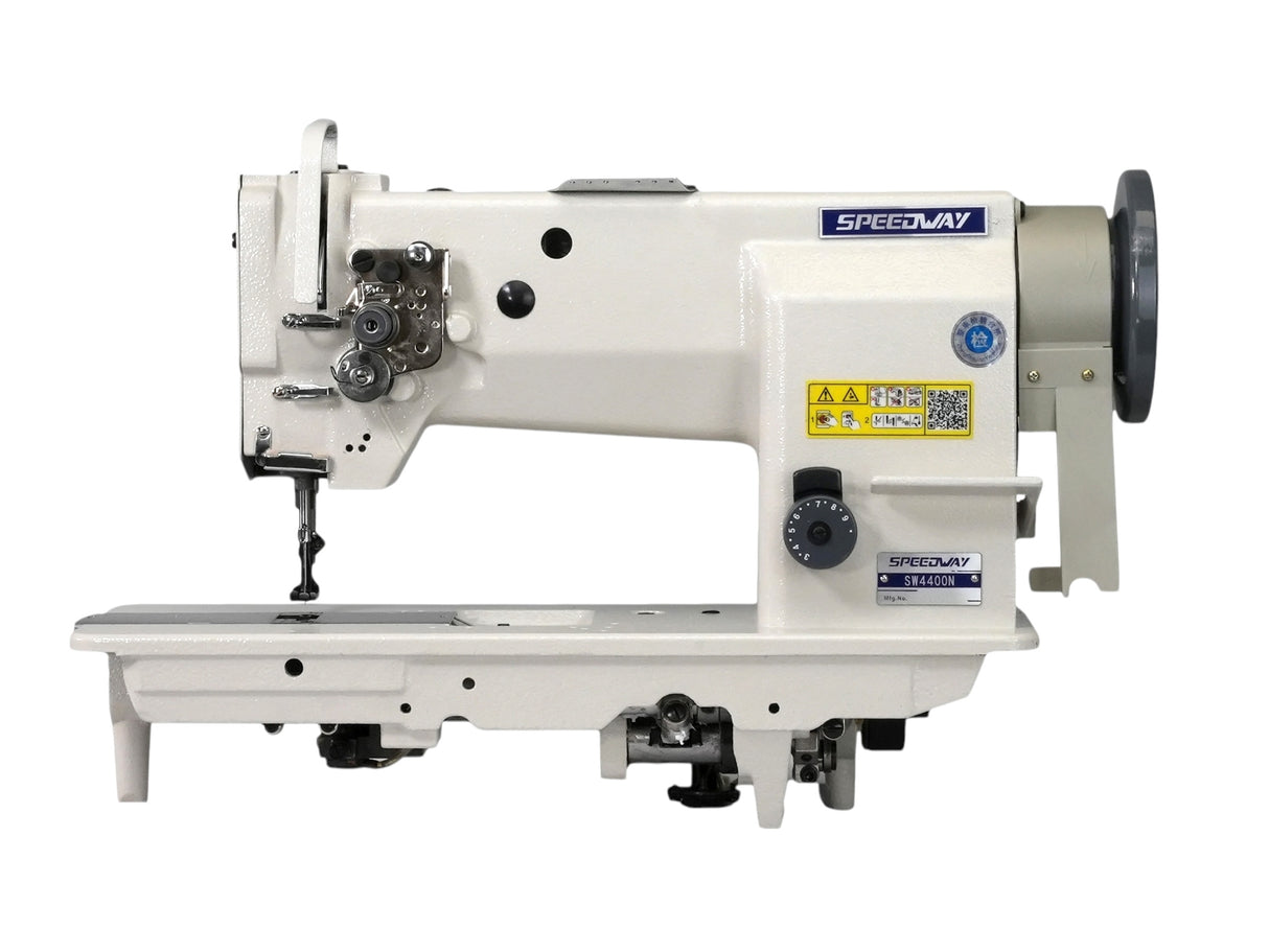 SPEEDWAY SW-4400N Máquina de coser con pie para caminar, alimentación al unísono, resistente, de una sola aguja, ensamblada con servomotor, mesa y soporte incluidos