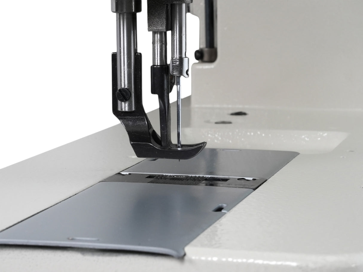 SPEEDWAY SW-4400N Máquina de coser con pie para caminar, alimentación al unísono, resistente, de una sola aguja, ensamblada con servomotor, mesa y soporte incluidos