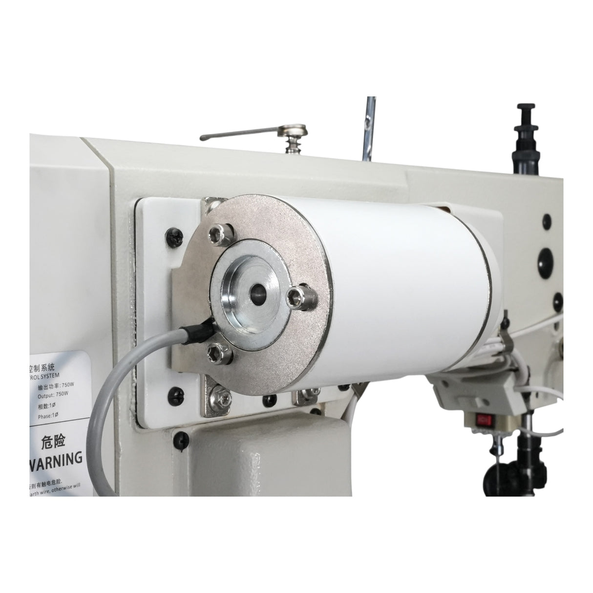 Máquina de coser industrial SPEEDWAY 818D con puntada de cadeneta, alimentación superior, inferior y de aguja, con función completa, una sola aguja, servomotor, mesa y soporte incluidos.