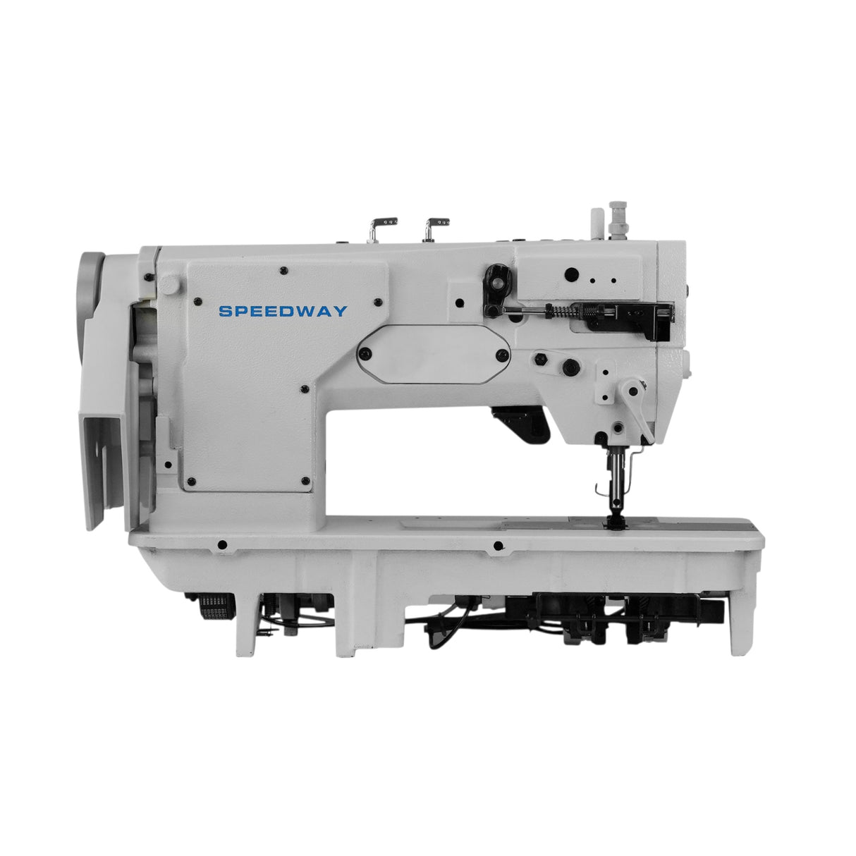 SPEEDWAY SW 845 Double Needle Split Bar, Needle Feed Lockstitch Industrial Sewing Machine Assembled with Table and Servo Motor Included