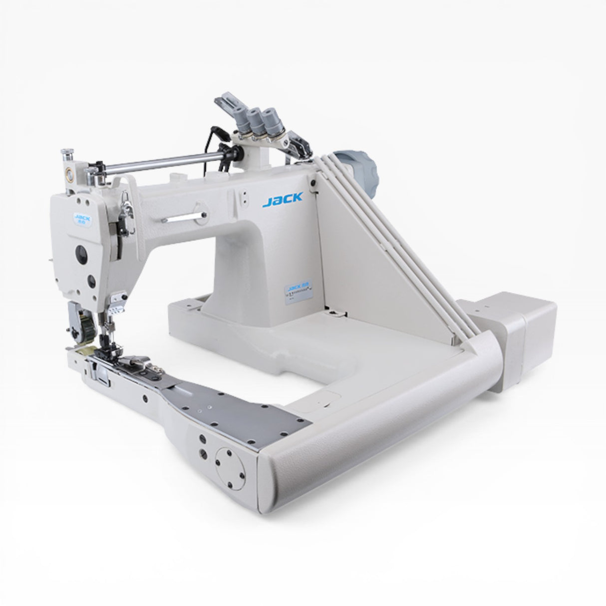 JACK JK-T9270D-12-2PL-Q-(1/4) 2 Needle Feed of the Arm Chainstitch Industrial Sewing Machine Assembled with Servo Motor, Tabl