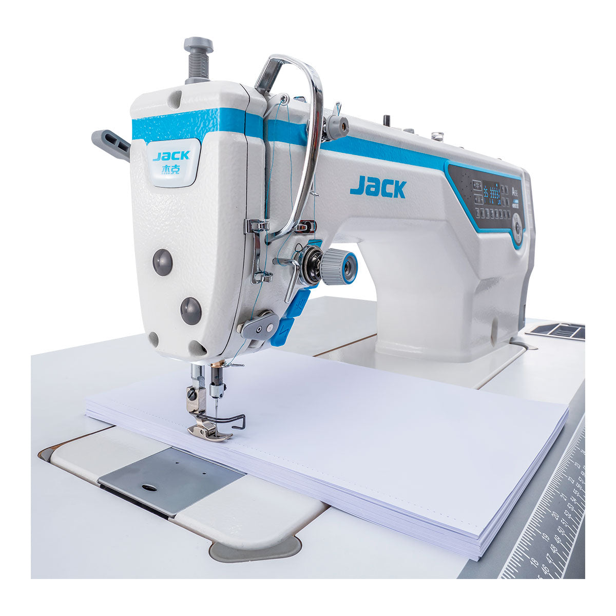 JACK A5E-A (A.M.H) AI Material Recognition Unlock the Potential of All Fabrics Single Needle Direct Drive Fully Automatic Drop Feed Lockstitch Industrial Sewing Machine Complete Assembled with Table and Stand Included
