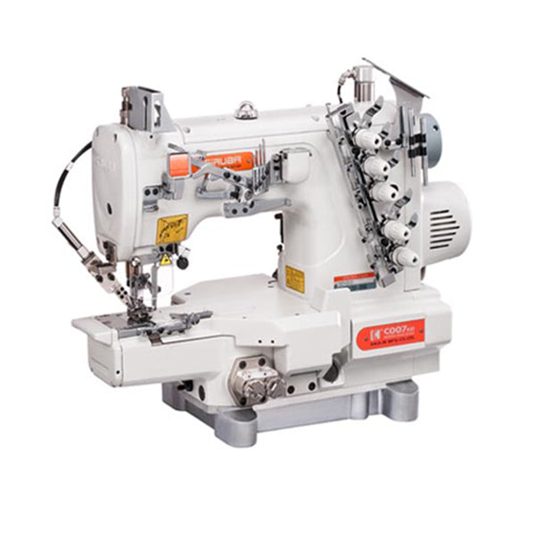 SIRUBA C007KP-W122-364/CH/CLA 3 Needle Cylinder Bed Coverstitch Industrial Sewing Machine Assembled with Table and Servo Motor Included