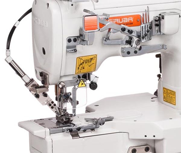 SIRUBA C007KP-W122-364/CH/CLA 3 Needle Cylinder Bed Coverstitch Industrial Sewing Machine Assembled with Table and Servo Motor Included