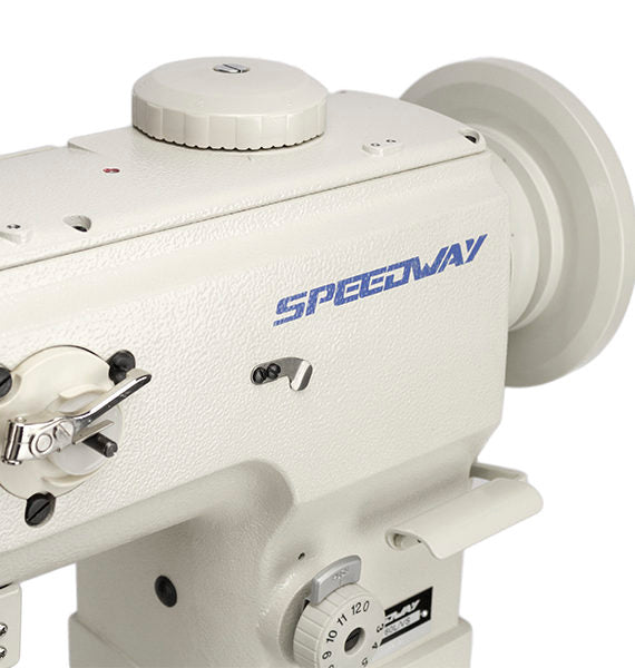SPEEDWAY® SW1760L/VS Double Needle Post Bed Heavy Duty Unison Feed Walking Foot Sewing Machine Assembled with Table and Stand Included