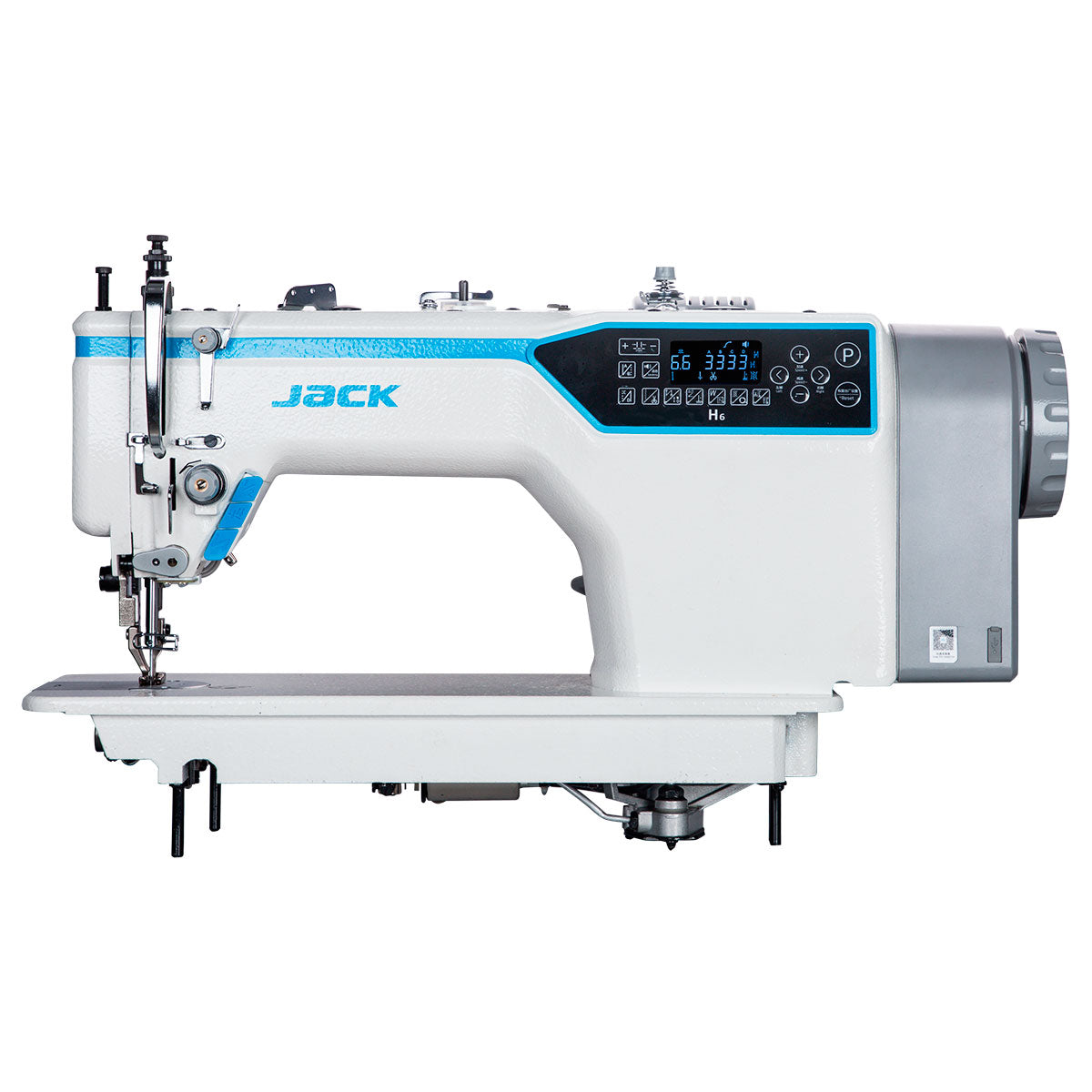 JACK H6-CZ-4 Single Needle Direct Drive Fully Automatic Top and Bottom Feed Walking Foot Sewing Machine Assembled with Table and Stand Included