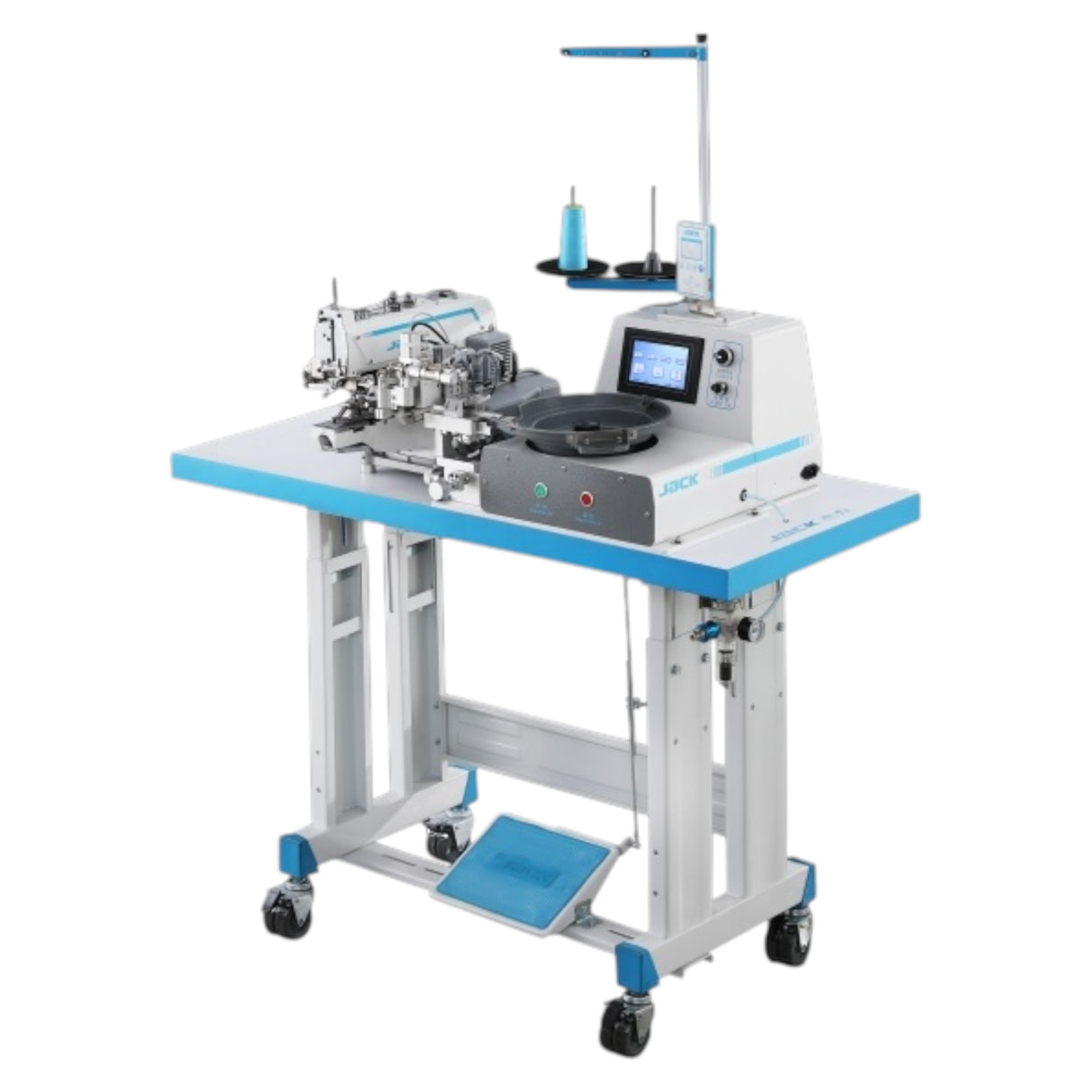 JACK JK-T373GR-Z Button Sew with Automatic Button Feeding Machine With Integrated Motor Assembled with Table and Stand Included