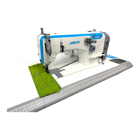 Máquina de coser industrial de puntada de cadena con accionamiento directo JACK JK-8558G-1-WZ, de una sola aguja, ensamblada con mesa y soporte incluidos