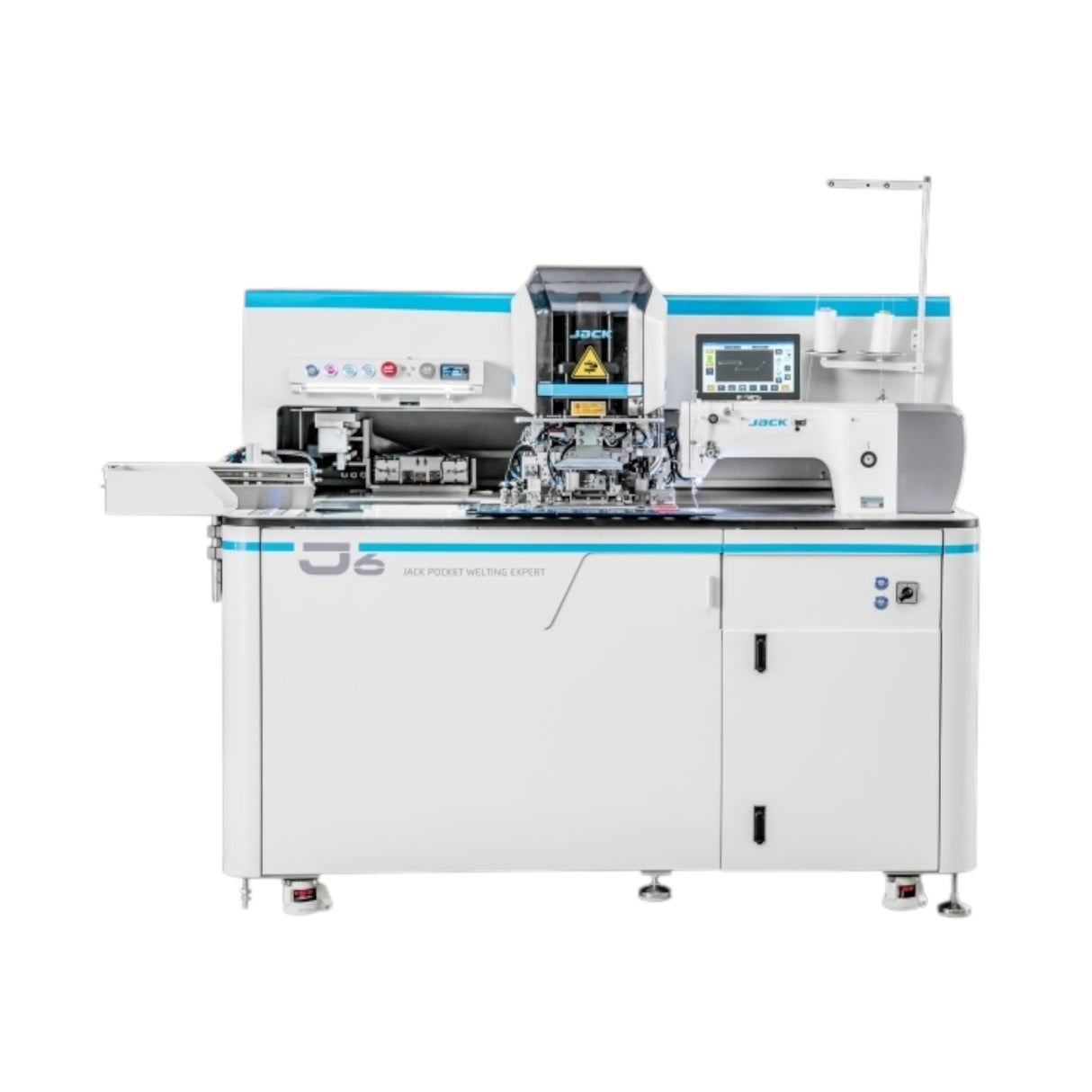 JACK® J6 – Programmable Automatic Pocket Welting Machine with 120W Laser Cutting – Complete Setup, Table & Stand Included