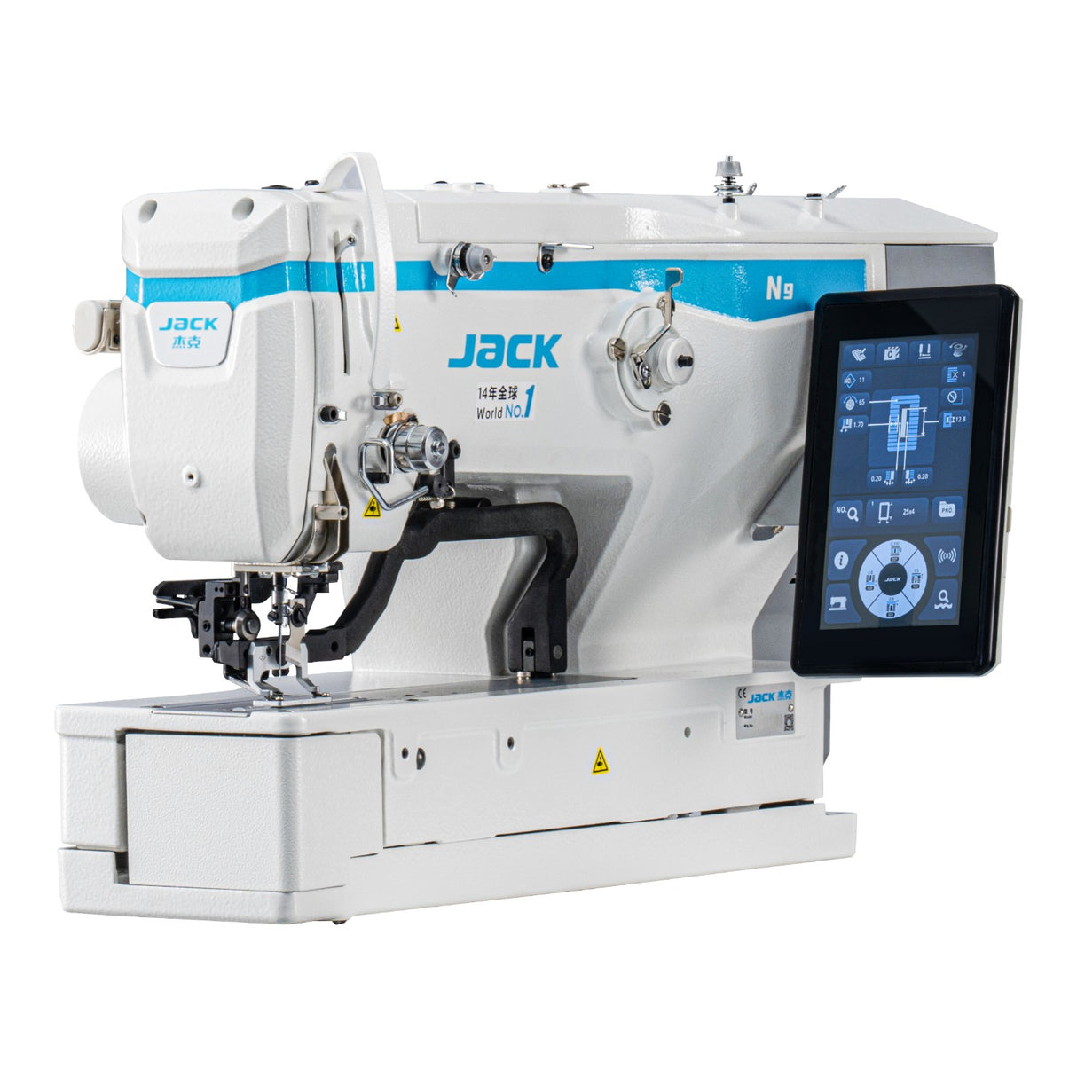 JACK N9-D AI-Powered Direct Drive Computerized Electronic Lockstitch Buttonhole Machine (25mm x 4mm) - Complete Setup, Table, Stand Included