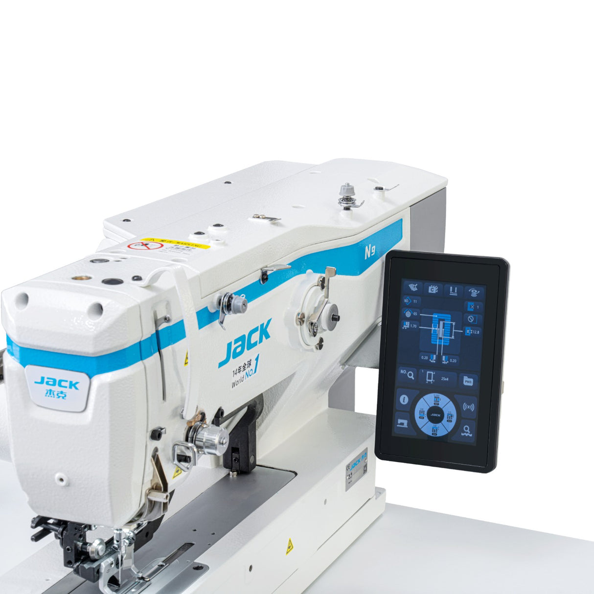 JACK N9-D AI-Powered Direct Drive Computerized Electronic Lockstitch Buttonhole Machine (25mm x 4mm) - Complete Setup, Table, Stand Included