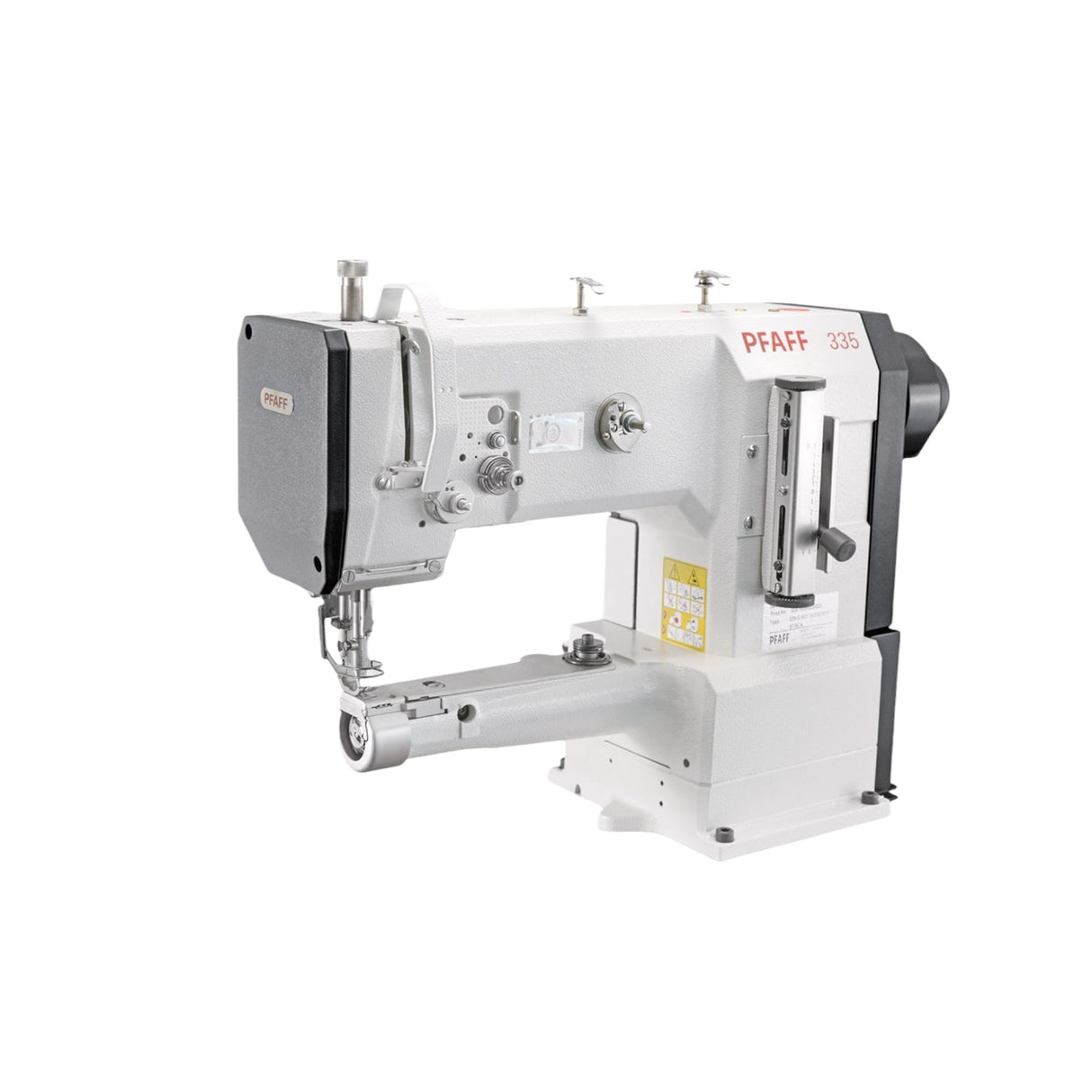 Máquina de coser de una sola aguja, de trabajo pesado, con bancada cilíndrica y avance unísono, con pie móvil, servomotor, mesa y soporte, PFAFF 335-6/01
