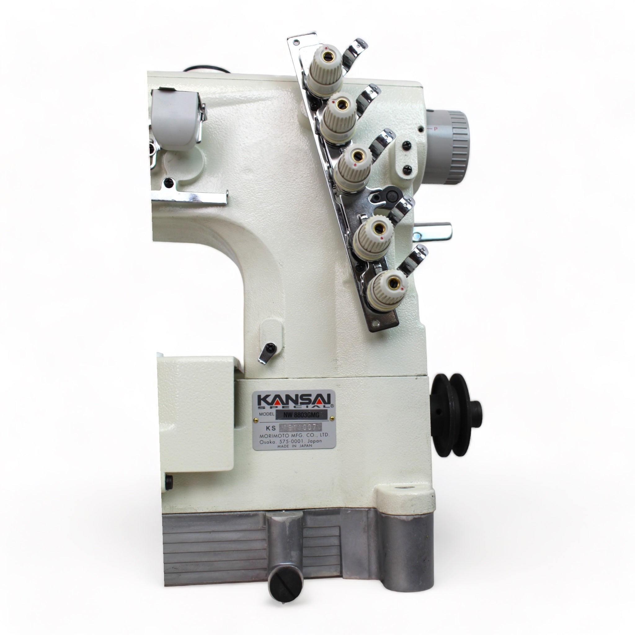 KANSAI SPECIAL NW-8803GMG 1/4 3 Needle Flatbed Coverstitch Industrial Sewing Machine Assembled with Servo Motor, Fully Submerged Table Setup Included