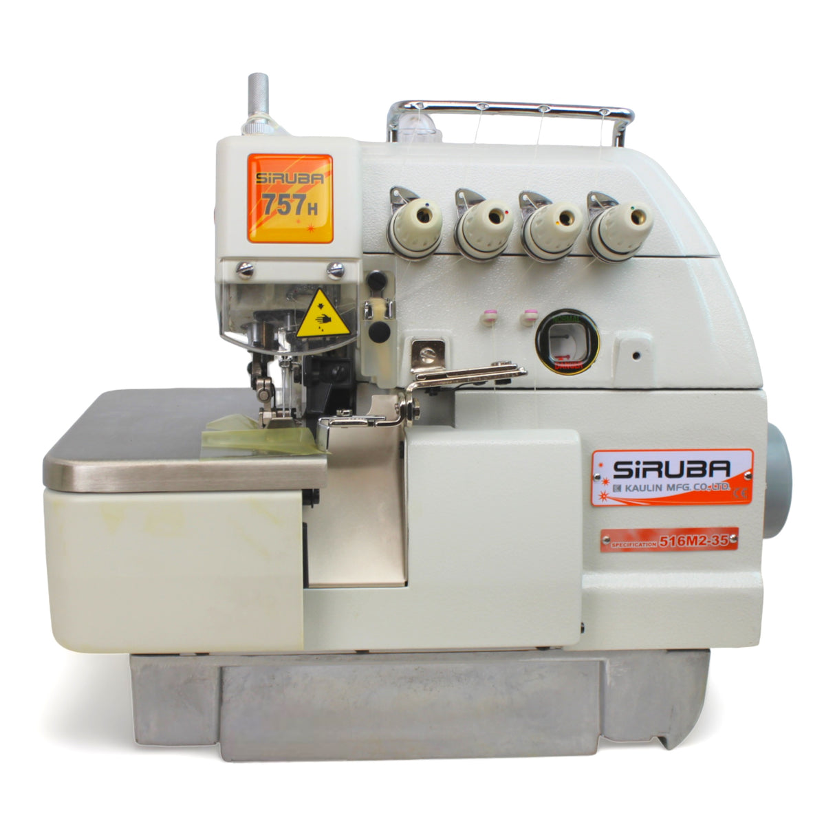 SIRUBA 757H-516M2-35 5 Thread Overlock Industrial Sewing Machine Assembled with Servo Motor, Fully Submerged Table Setup