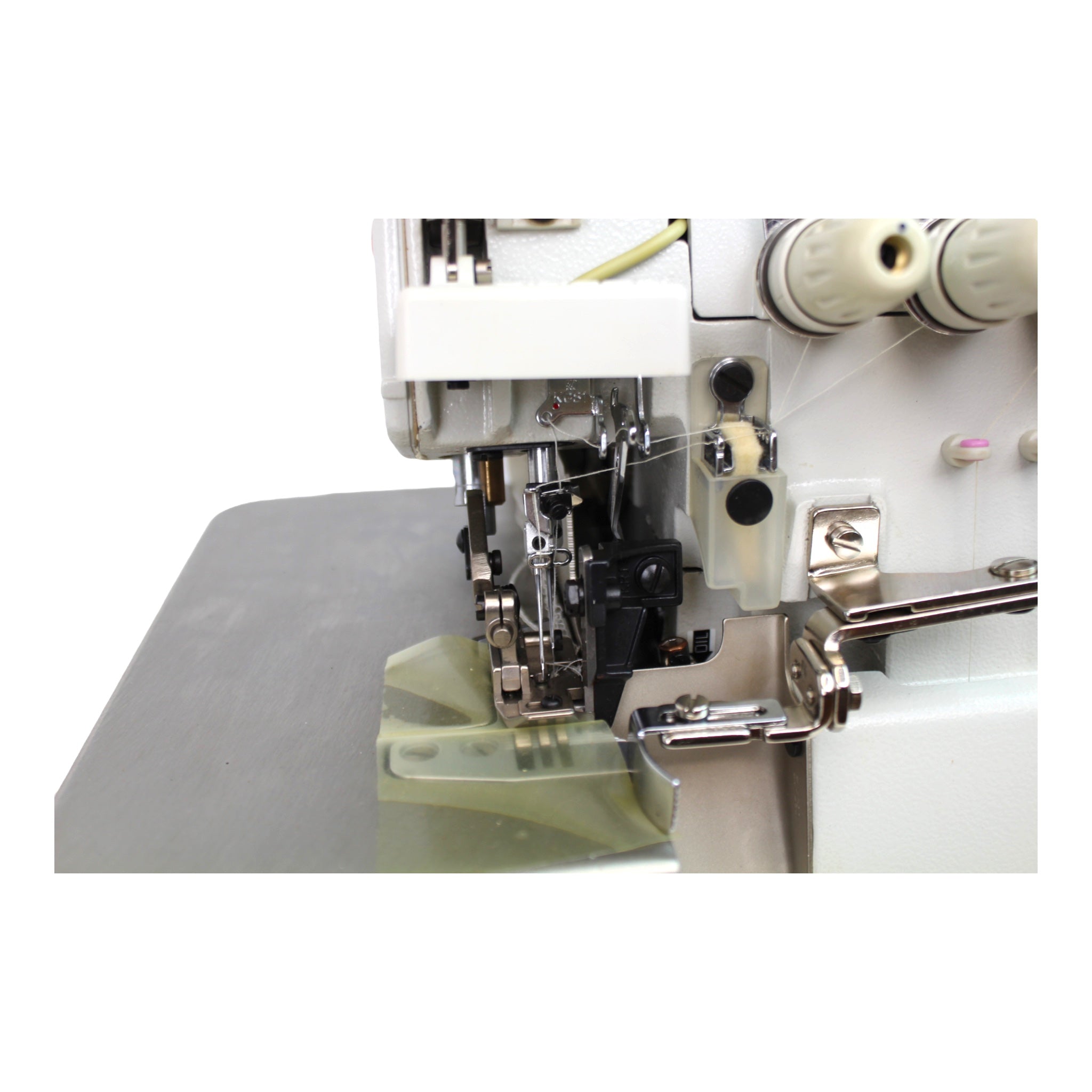 SIRUBA 757H-516M2-35 5 Thread Overlock Industrial Sewing Machine Assembled with Servo Motor, Fully Submerged Table Setup