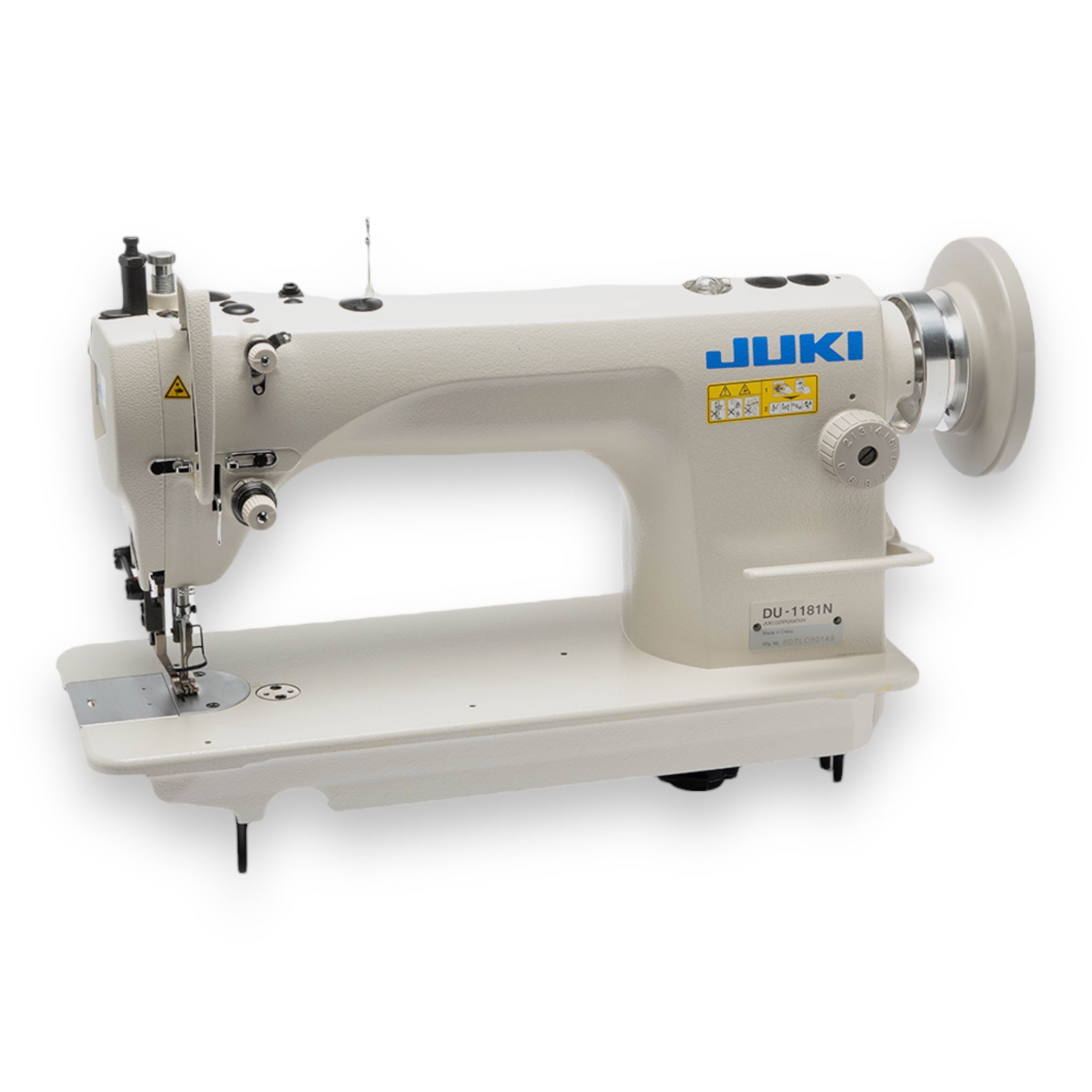 JUKI DU1181N Single Needle Top and Bottom Feed Walking Foot Sewing Machine Assembled with Servo Motor, Table and Stand Included