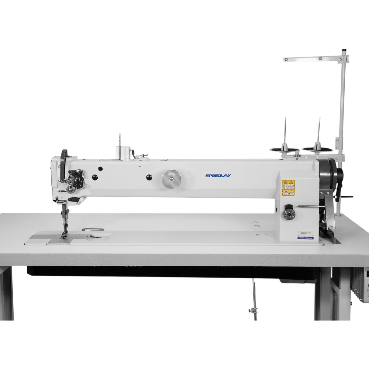 SPEEDWAY SW-4400-L30 Single Needle 30" Long Arm Heavy Duty Unison Feed Walking Foot Sewing Machine Assembled with Servo Motor, Table and Stand