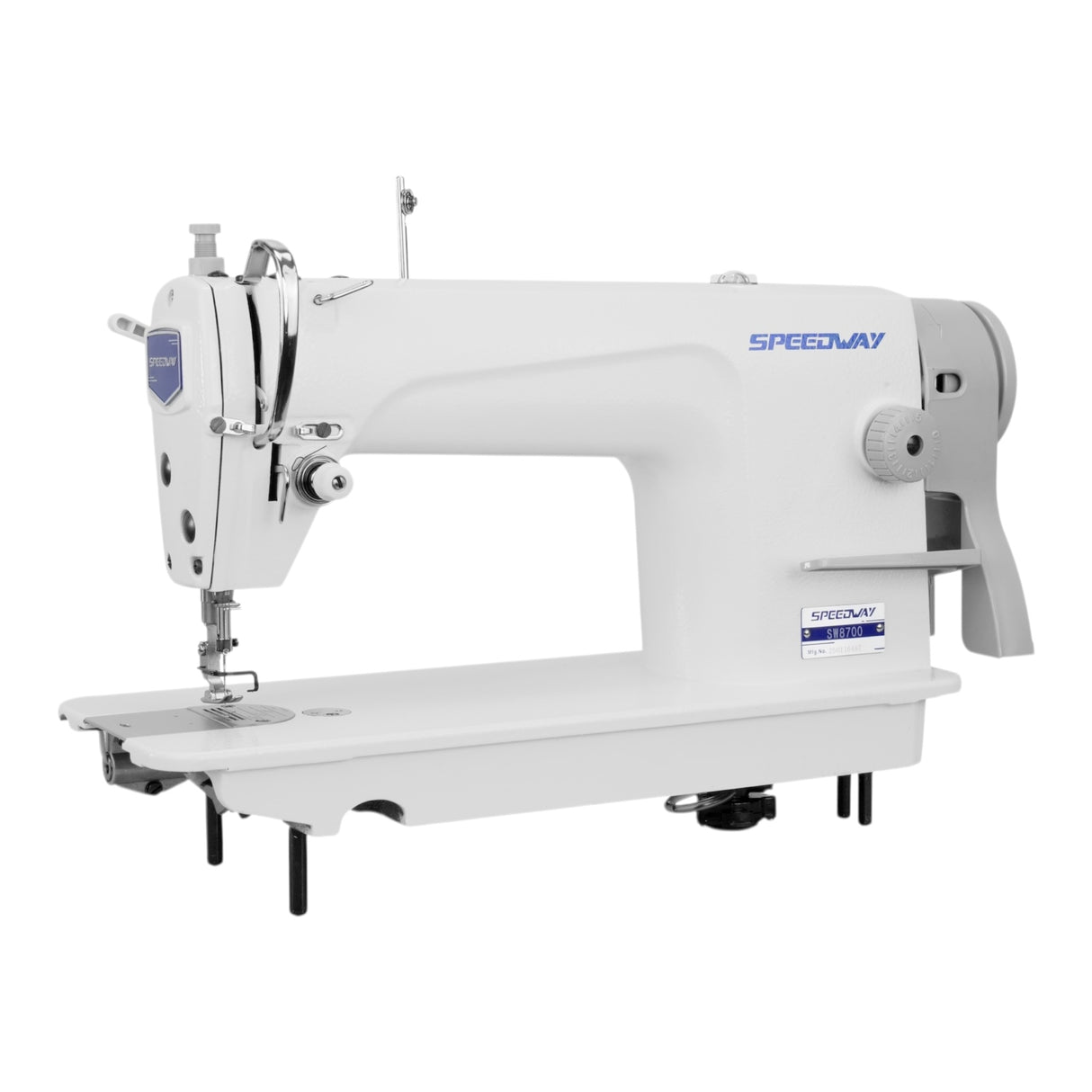 SPEEDWAY® SW 8700 Single Needle Lockstitch Industrial Sewing Machine with Servo Motor, Table and Stand Included With Wheels