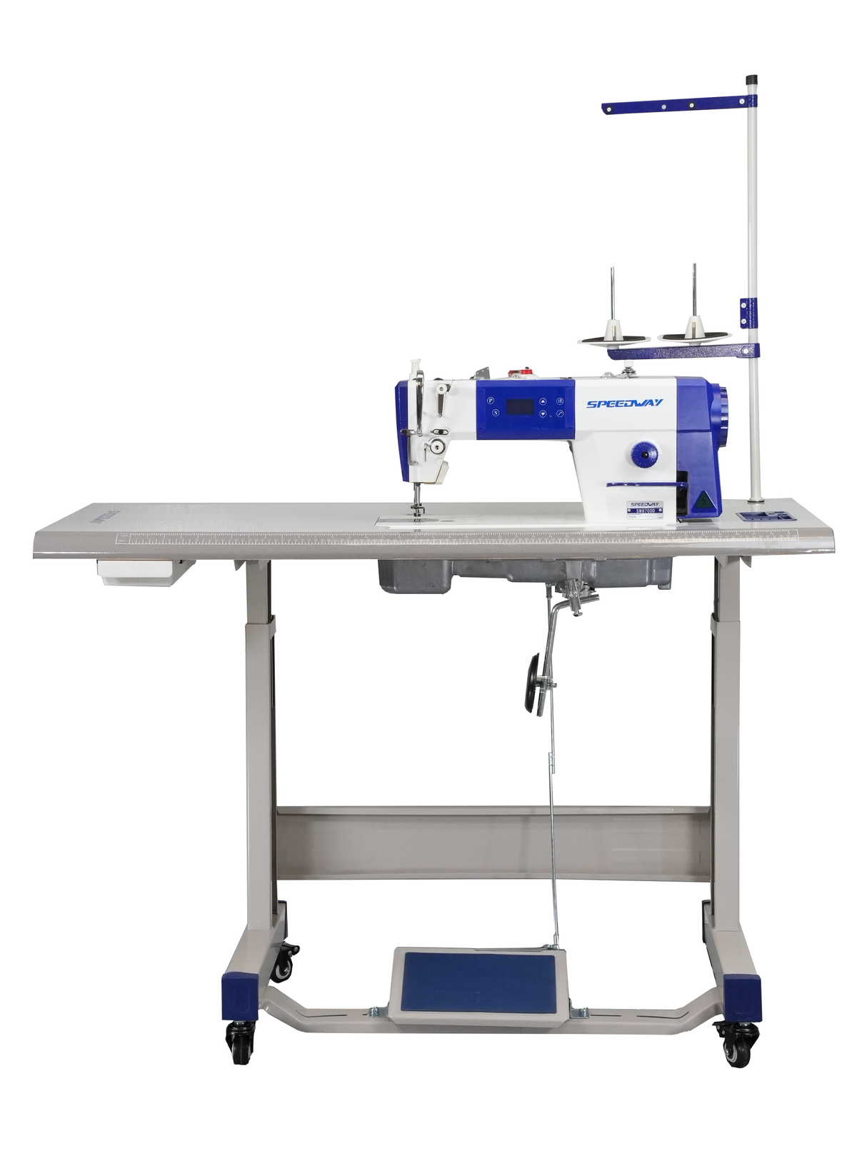 SPEEDWAY® SW 8700 D Single Needle Direct Drive Lockstitch Industrial Sewing Machine with Servo Motor, Table and Stand Included With Wheels