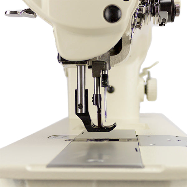 JUKI LU1560N Double Needle 1/4" Gauge Heavy Duty Unison Feed Walking Foot Sewing Machine Assembled with Table and Stand Included
