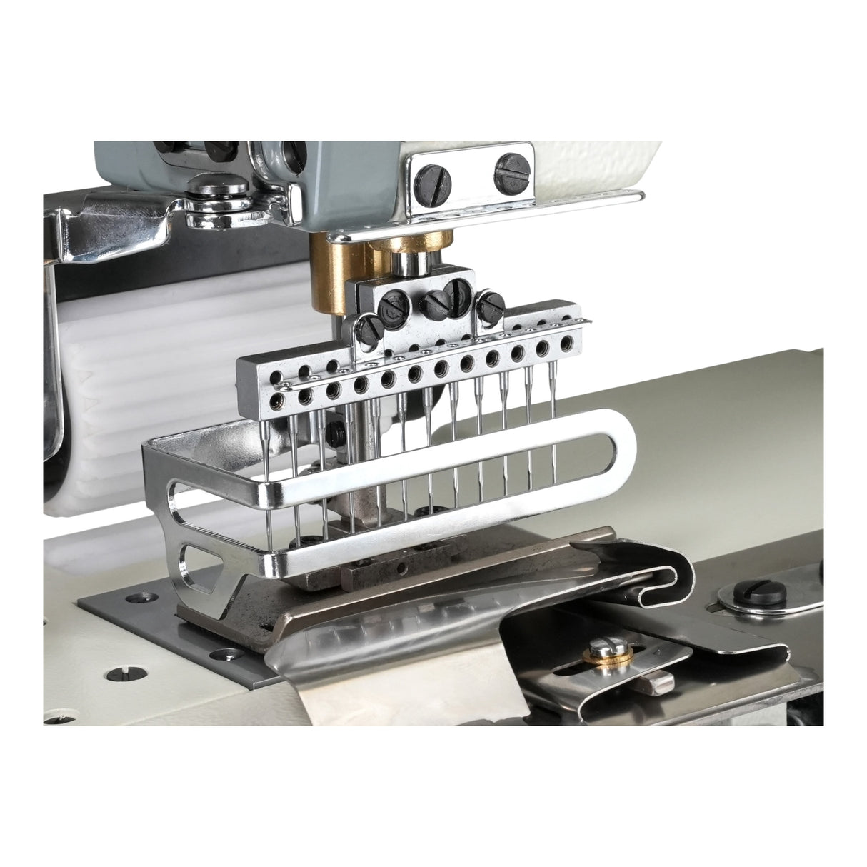 SPEEDWAY SW008-12064P/VWL 12-Needle Chainstitch Industrial Sewing Machine Assembled with Servo Motor, Table and Stand Included