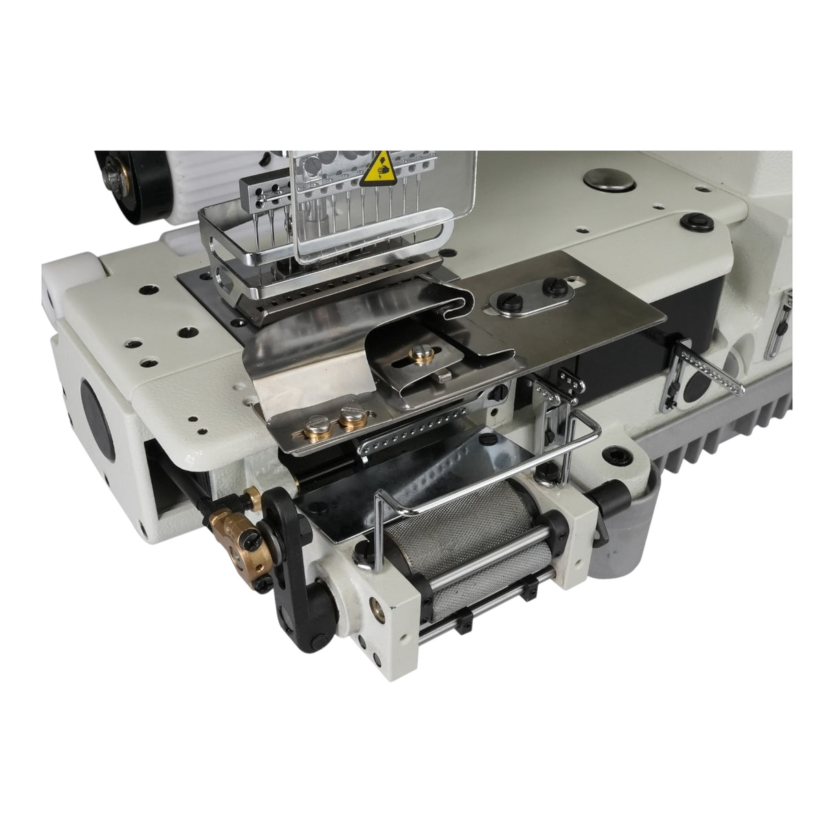 SPEEDWAY SW008-12064P/VWL 12-Needle Chainstitch Industrial Sewing Machine Assembled with Servo Motor, Table and Stand Included