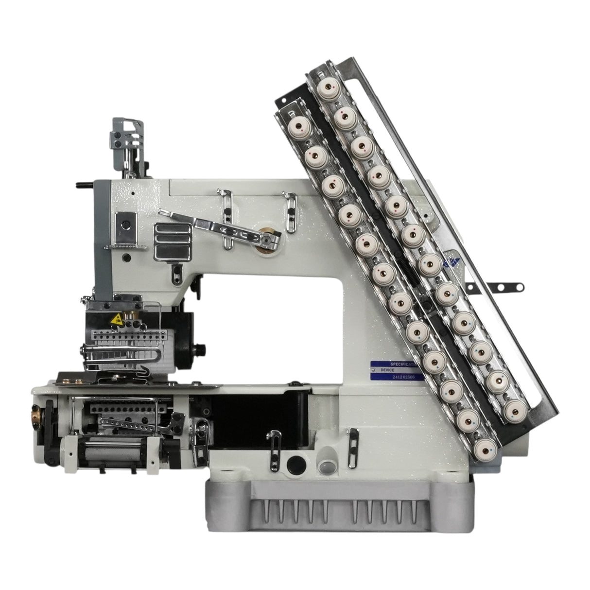 SPEEDWAY SW008-12064P/VWL 12-Needle Chainstitch Industrial Sewing Machine Assembled with Servo Motor, Table and Stand Included