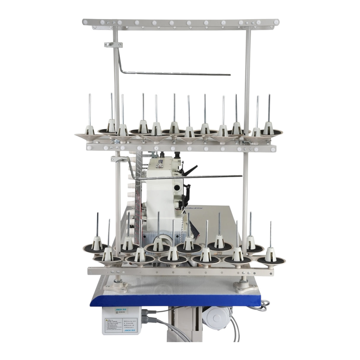 SPEEDWAY SW008-12064P/VWL 12-Needle Chainstitch Industrial Sewing Machine Assembled with Servo Motor, Table and Stand Included