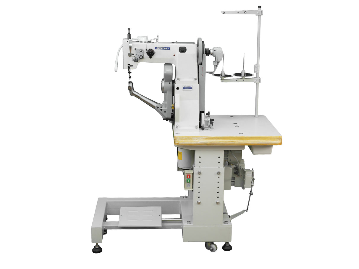 SPEEDWAY SW 168A Single Needle Inner Liner & Outsole Side Wall Stitching Machine for Shoe Production with Electric Foot Lifter, Needle Positioner & Floating Horn - Complete Setup, Table, Stand Included