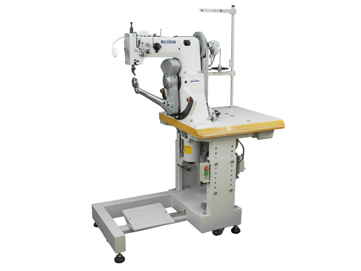 SPEEDWAY SW 168A Single Needle Inner Liner & Outsole Side Wall Stitching Machine for Shoe Production with Electric Foot Lifter, Needle Positioner & Floating Horn - Complete Setup, Table, Stand Included