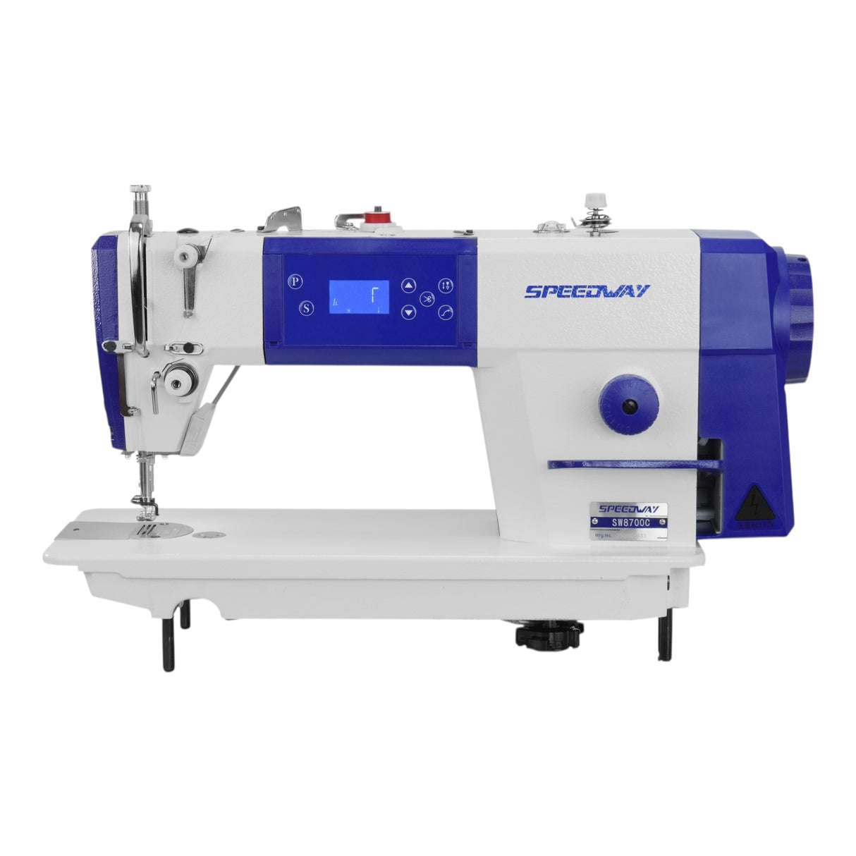 SPEEDWAY® SW 8700 C Single Needle Lockstitch with Thread Trimmer Industrial Sewing Machine with Servo Motor, Table and Stand Included With Wheels