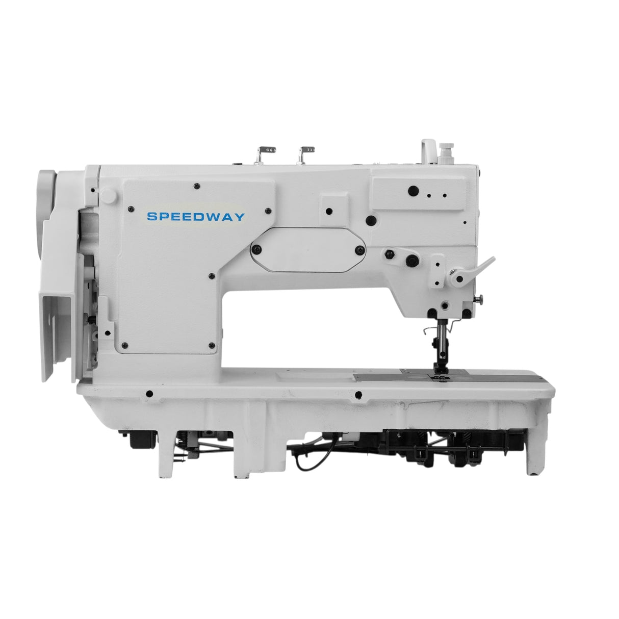SPEEDWAY SW 872 Double Needle Large Bobbin, Needle Feed Lockstitch Industrial Sewing Machine Assembled with Table and Servo Motor Included