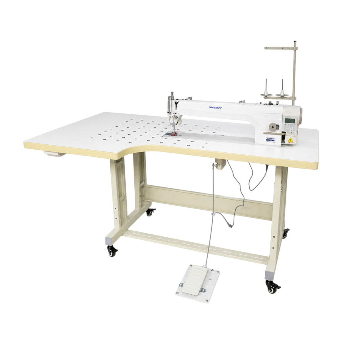 SPEEDWAY SW9000-56 — Máquina lockstitch computarizada de una aguja con brazo largo, transmisión directa, ensamblada lista para usar con mesa y base incluidas