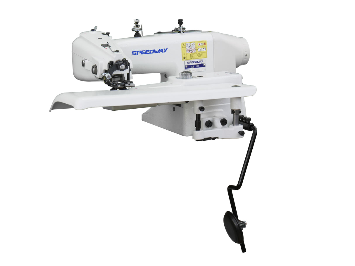 SPEEDWAY® SW-101D – Bastilladora industrial de puntada invisible con motor de transmisión directa de 550W – Equipo completo, mesa y base incluidas