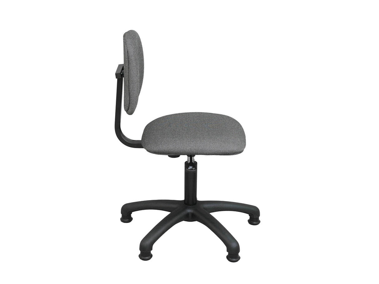 Sewing Chair — Adjustable Height Tailoring Chair for Sewing Machine Tables with Padded Seat & Backrest, 5-Star Base with Floor Glides — Fabric Upholstered Operator Chair
