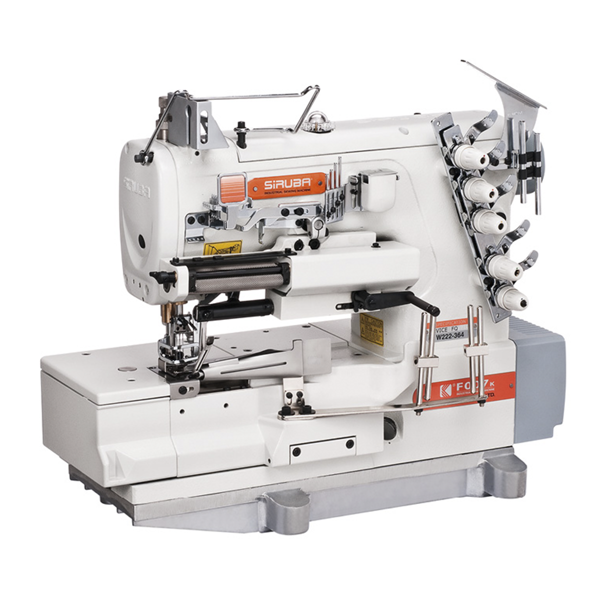 SIRUBA F007K-W222-356/FQ 3 Needle Flatbed Coverstitch with Binding Device Industrial Sewing Machine Assembled with Table and Servo Motor Included