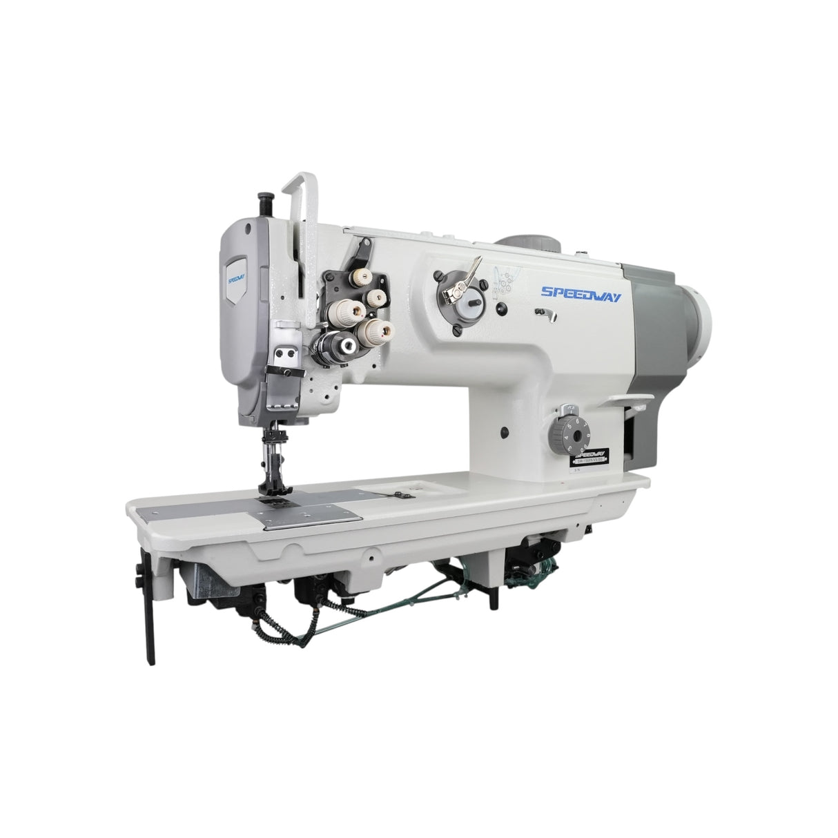 SPEEDWAY SW-1560N/VS/DD Double Needle Gauge Heavy Duty Unison Feed Walking Foot Sewing Machine Assembled with Table and Stand Included