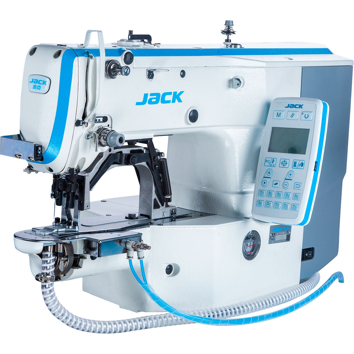JACK JK-T1906GS-D Computer-Controlled High-Speed Shape-Tacking Industrial Sewing Machine Assembled with Table and Stand Included