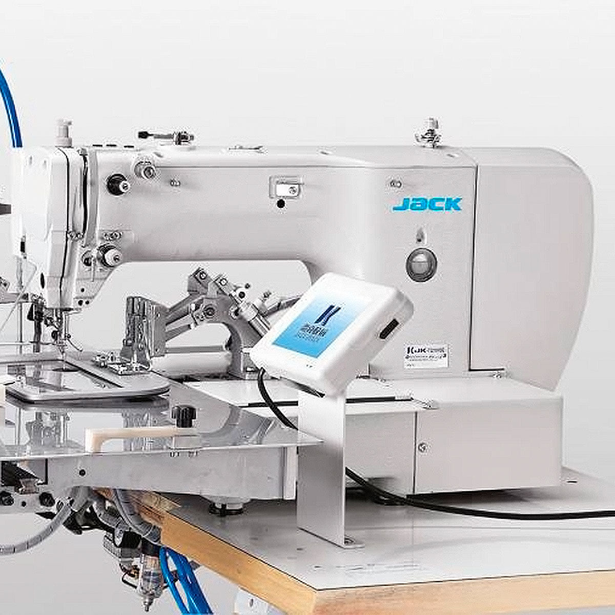 Jack T2210-DII Automatic 220mm x 100mm Programmable Pattern Tacking Machine Assembled with Table and Stand Included