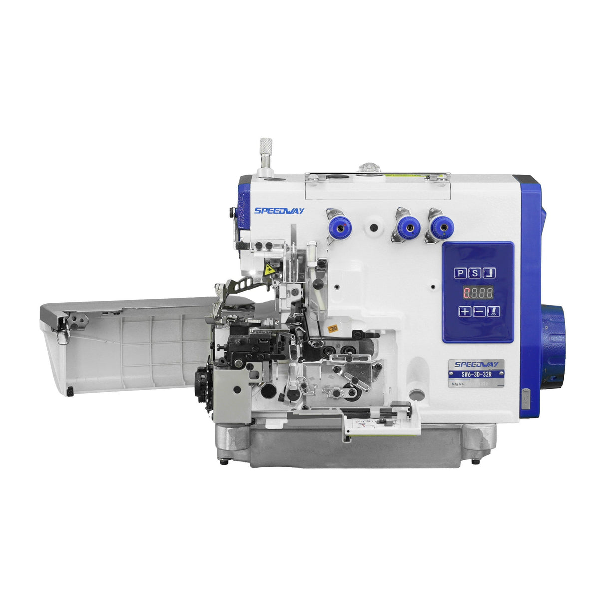 SPEEDWAY SW6-3D-32R 1-Needle 3-Thread Narrow Gauge Rolled Hem Direct Drive Overlock Industrial Sewing Machine for Lingerie, Blouses, Scarves & Light Fabrics - Complete Setup, Fully Submerged Table Included